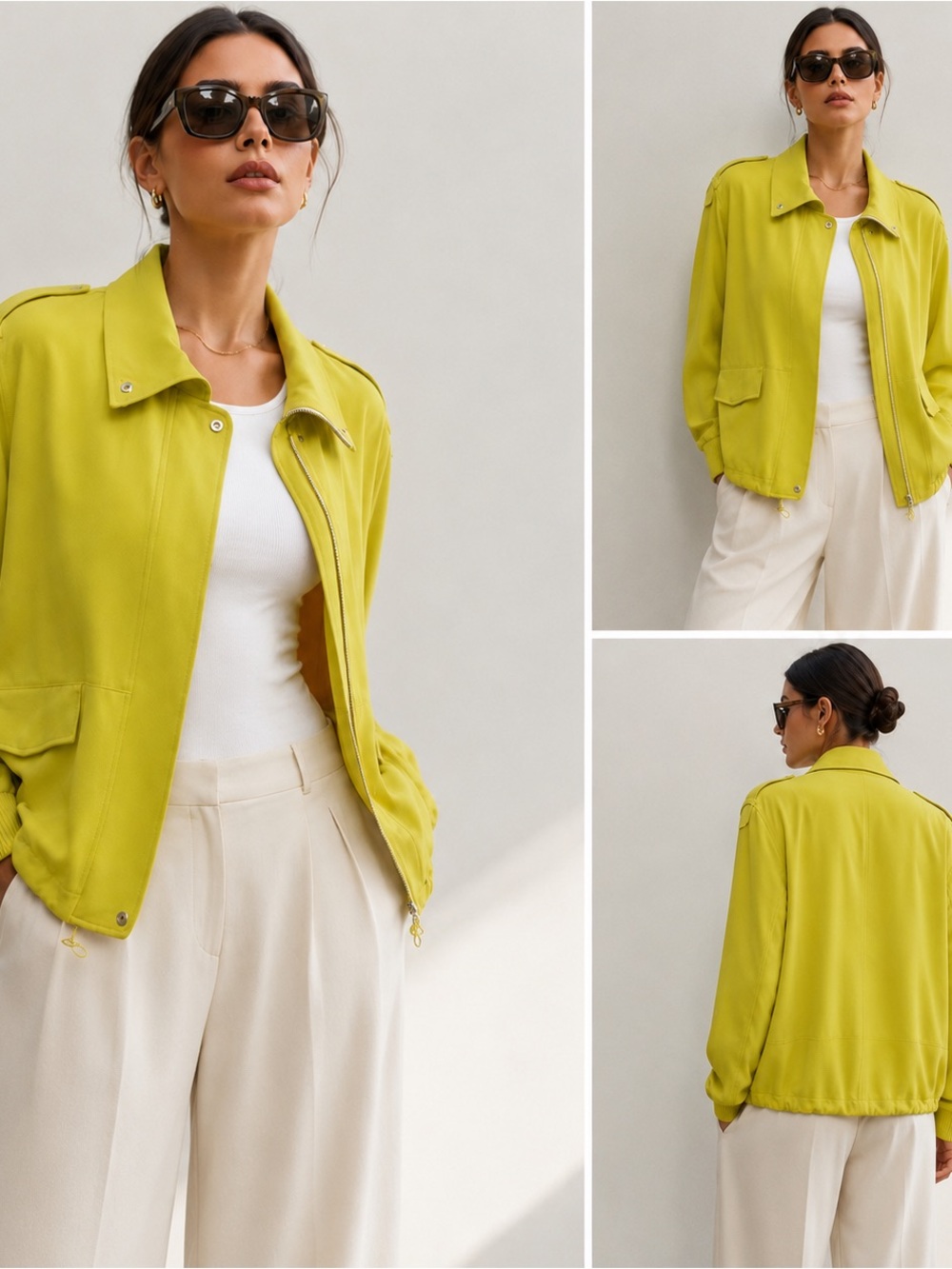 BABATON 100% Silk Chartreuse Utility Jacket | Aritzia Minimal Luxe - Picture 2 of 11